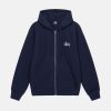 Stussy Denmark | Stussy grundlæggende hættetrøje med lynlås flåde unisex 8NV2P203