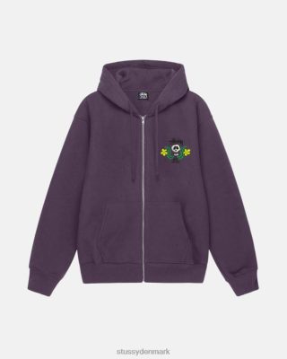 Stussy Denmark | Stussy skull crest hættetrøje med lynlås drue unisex 8NV2P176